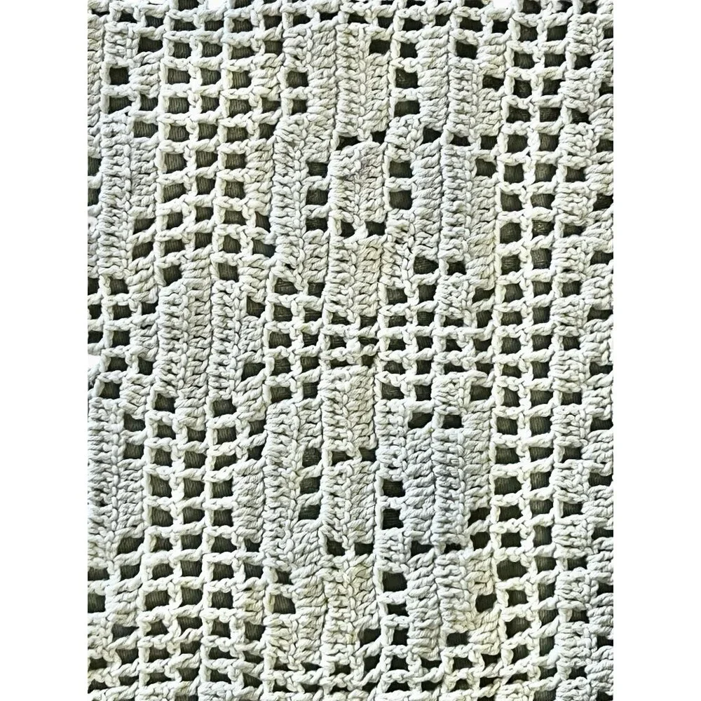 Hand-Crocheted Cream Cotton Table Runner 68